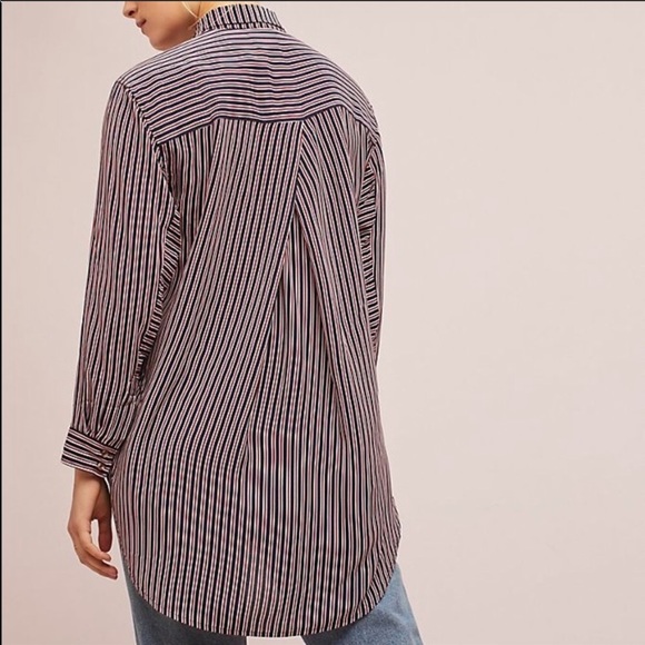 Anthropologie ☀️ Maeve Poplin Striped Button Down - Picture 4 of 11